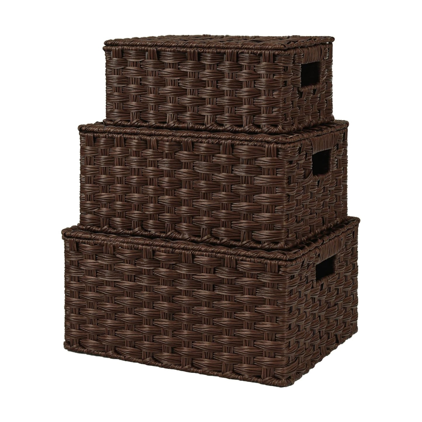 Wicker Baskets / Woven Basket for Organizing / Brown / Set of 3