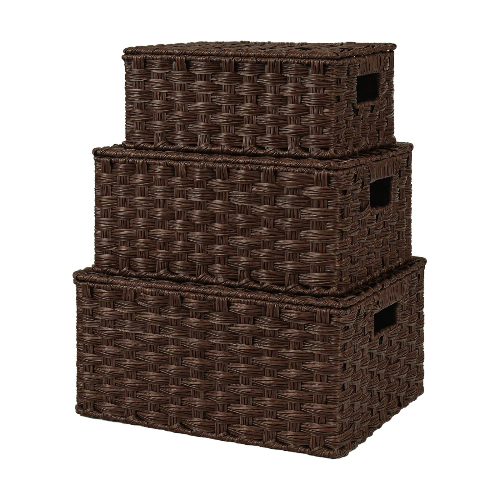 Wicker Baskets / Woven Basket for Organizing / Brown / Set of 3