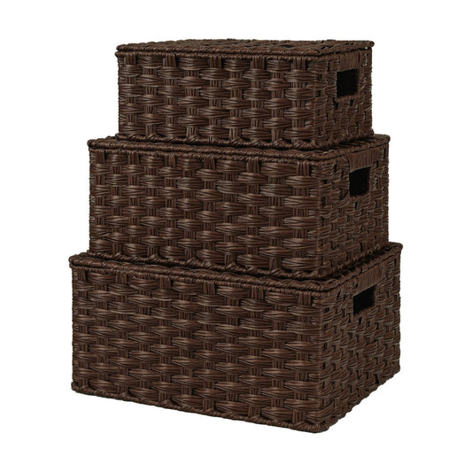 Wicker Baskets / Woven Basket for Organizing / Brown / Set of 3