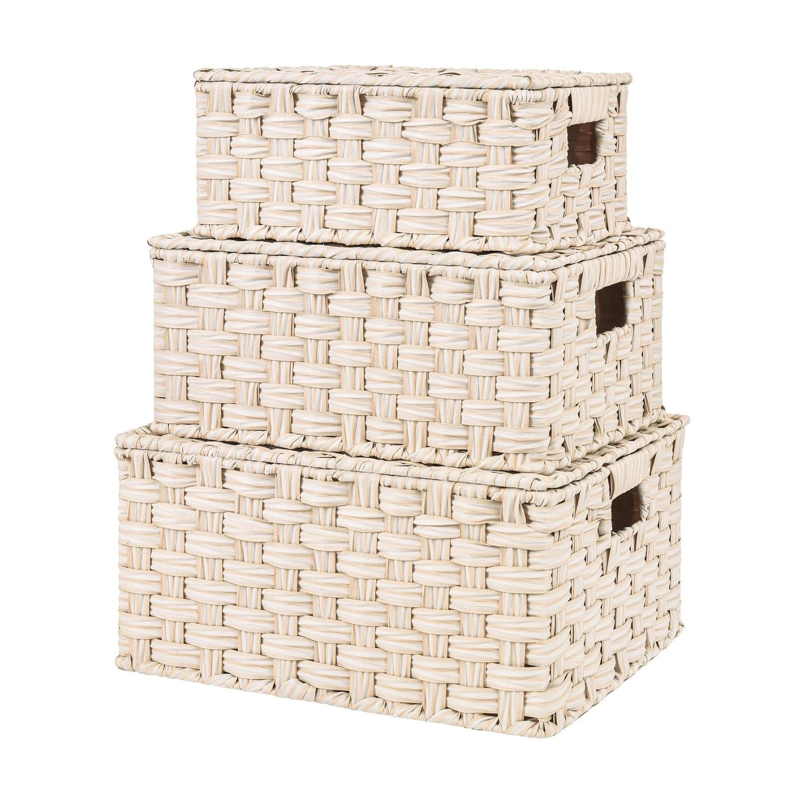 Wicker Storage Baskets / Butter Milk / Set of 3