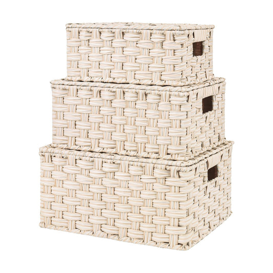 Wicker Storage Baskets / Butter Milk / Set of 3
