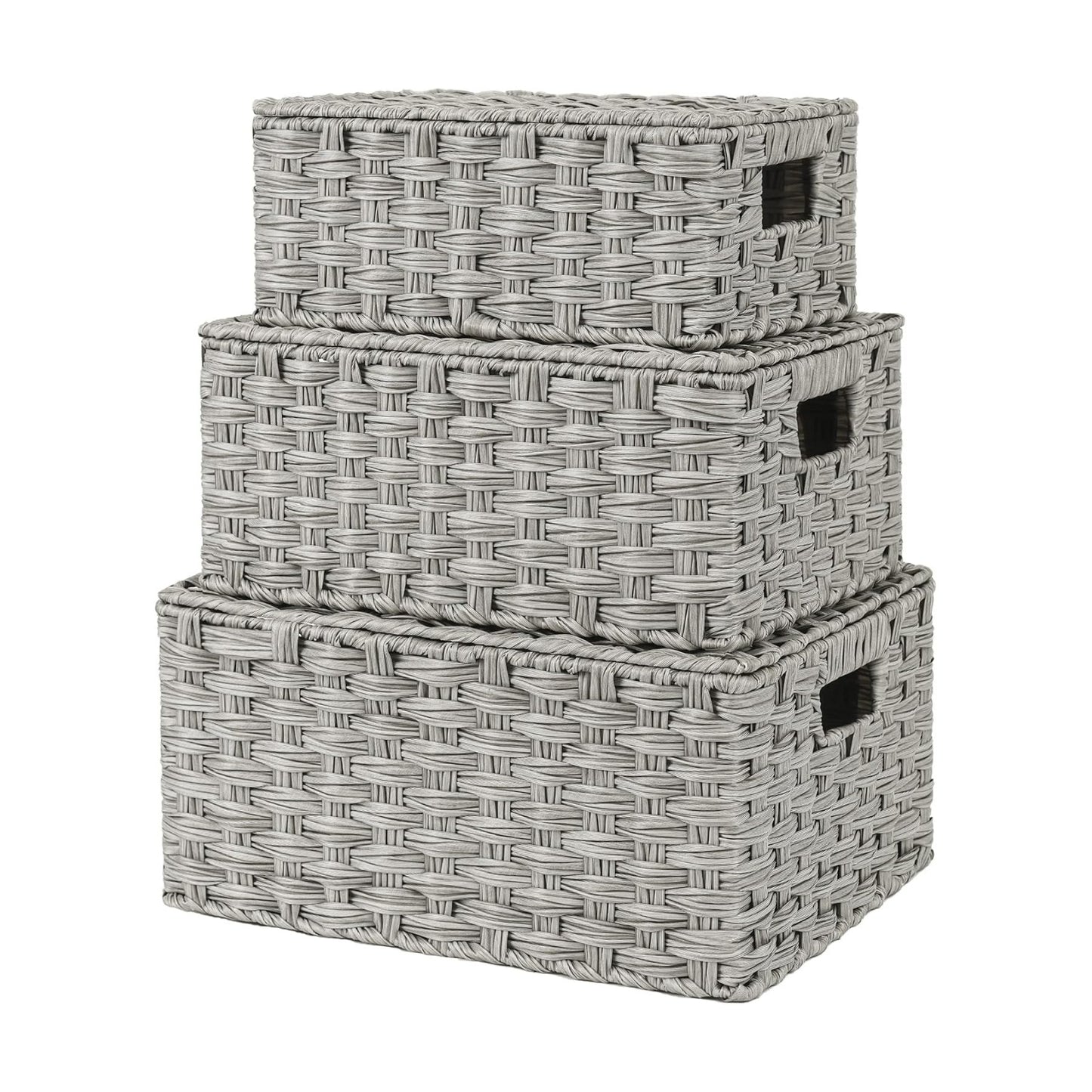 Wicker Storage Baskets / Gray / Set of 3