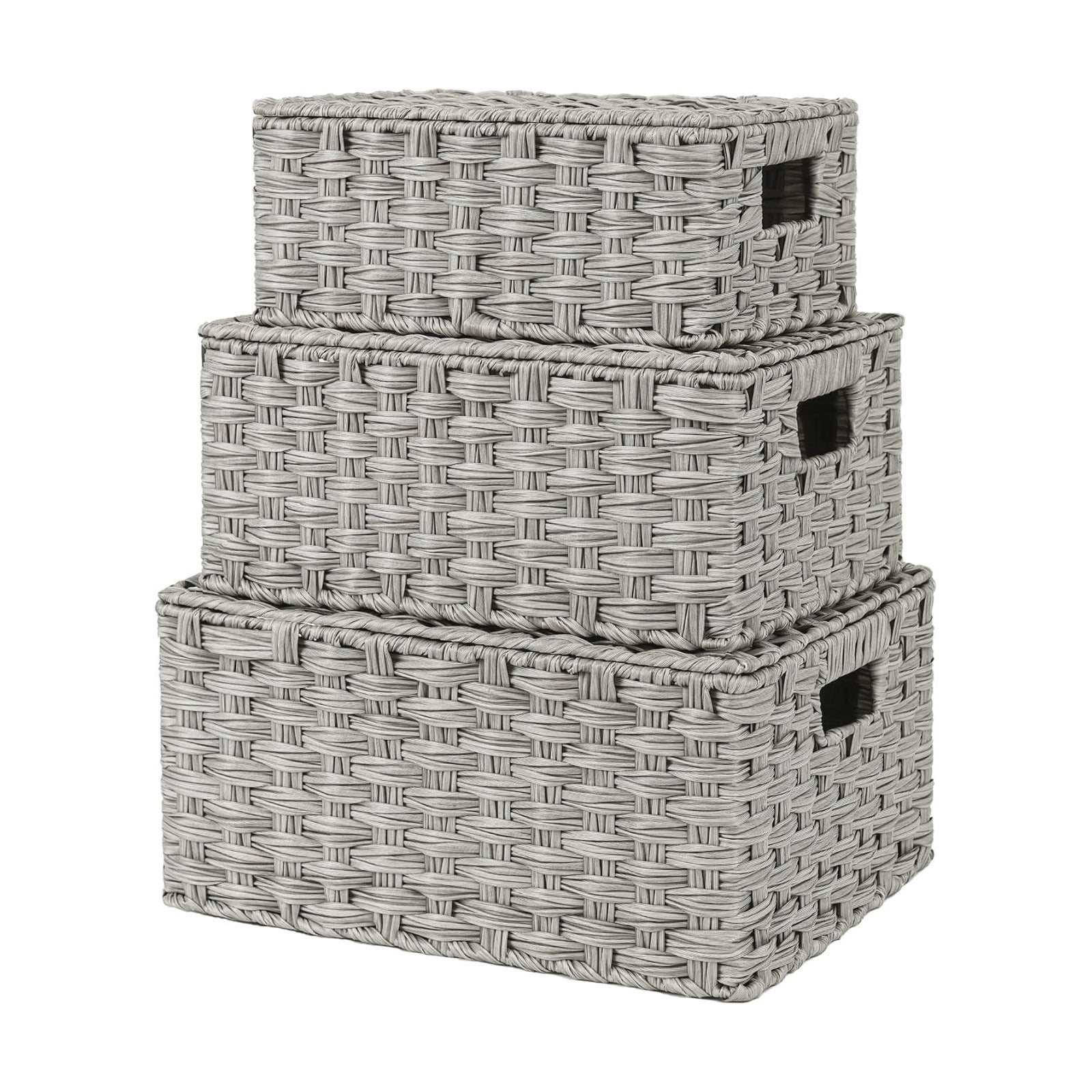 Wicker Storage Baskets / Gray / Set of 3