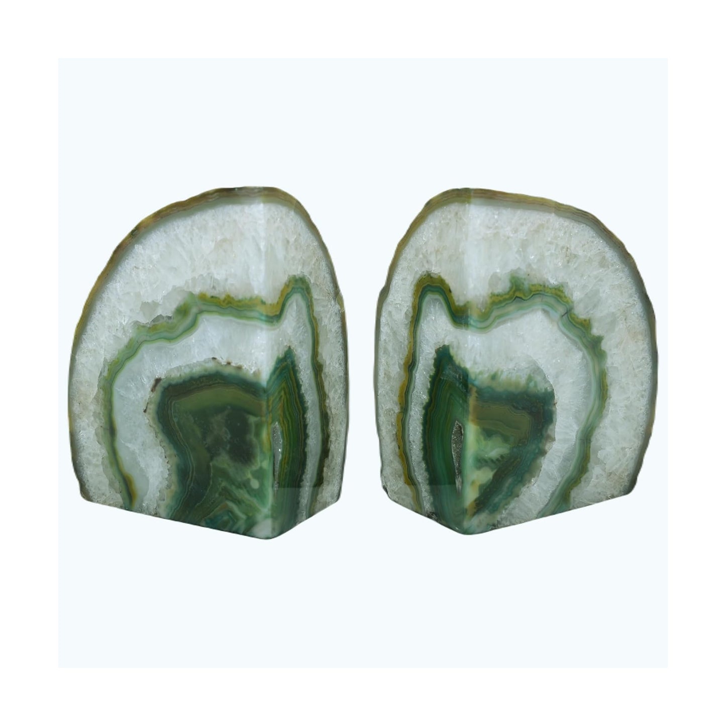 Agate Bookends / A Quality Geode / Green / A Grade 3 - 4 Lbs