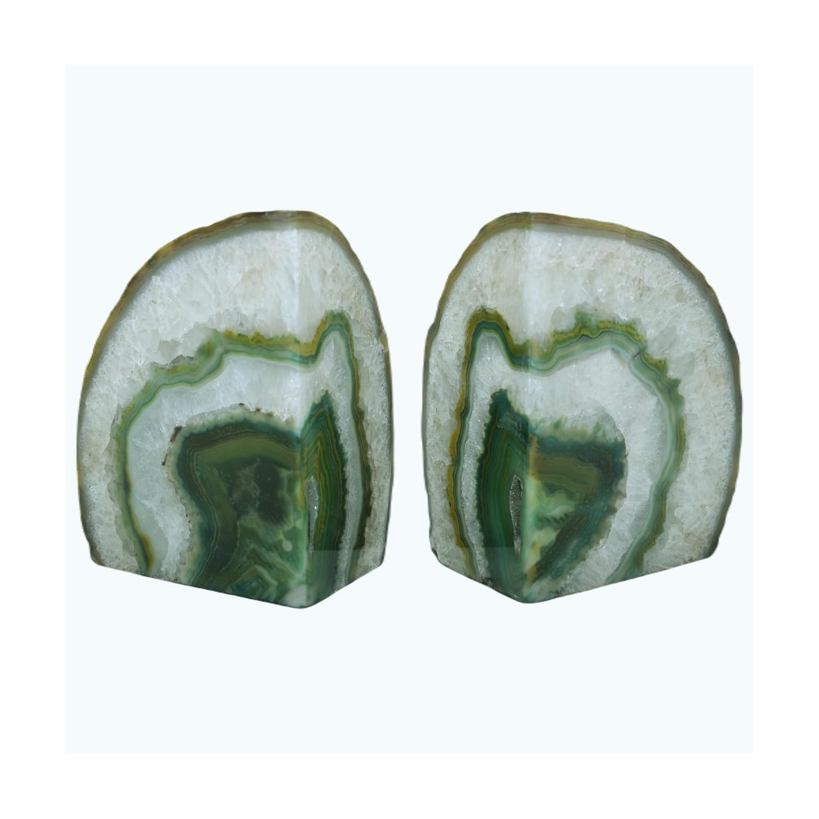 Agate Bookends / A Quality Geode / Green / A Grade 3 - 4 Lbs