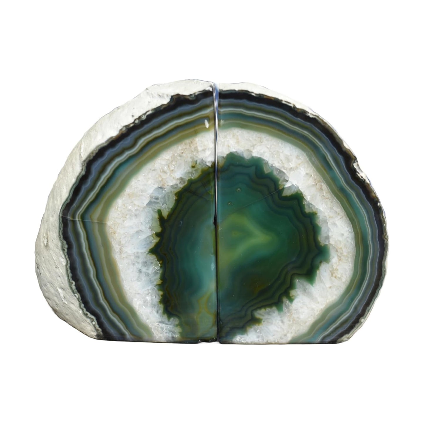 Agate Bookends / A Quality Geode / Green / A Grade 4 - 6 Lbs