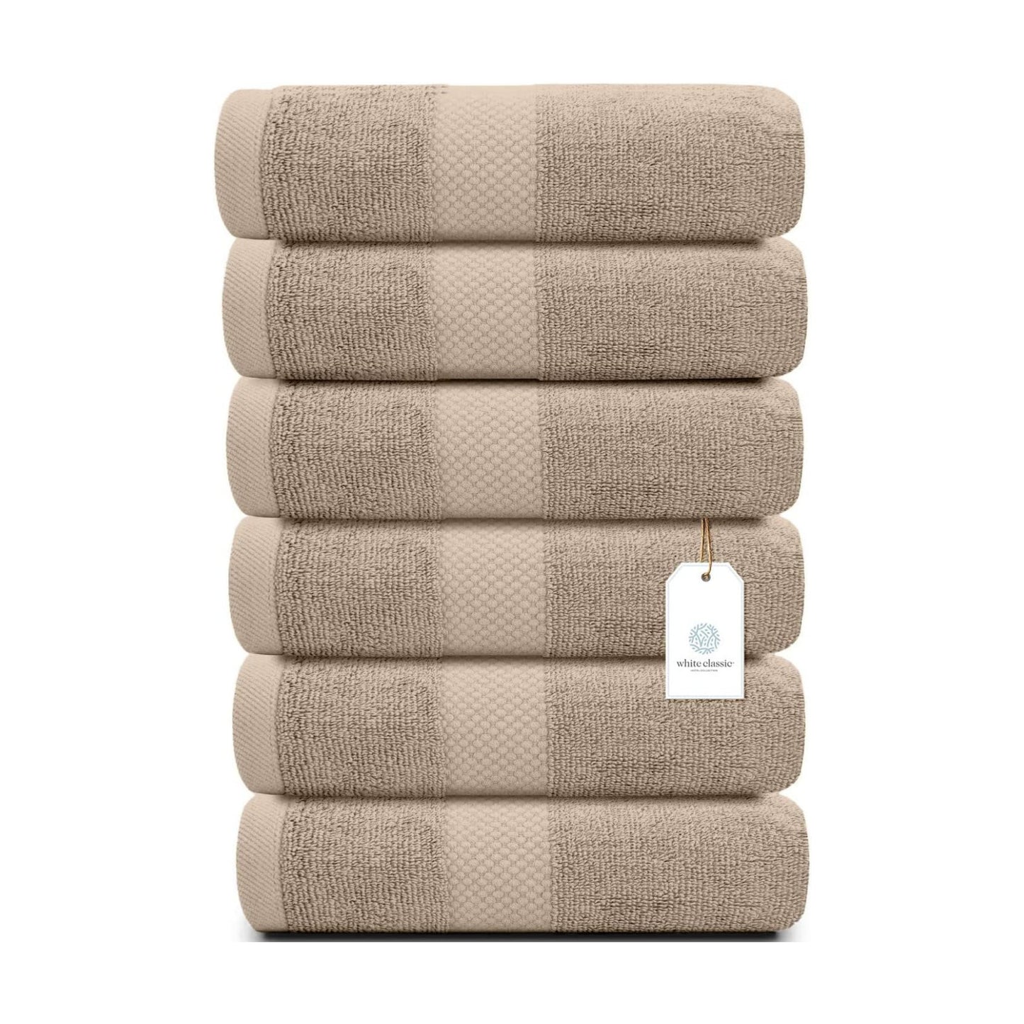 White Classic Luxury Taupe Hand Towels - Soft 100% Turkish Cotton | Highly Absorbent Hotel spa Bathroom Towel