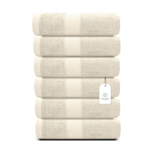 White Classic Luxury Ivory Hand Towels - Soft 100% Turkish Cotton | Highly Absorbent Hotel spa Bathroom Towel