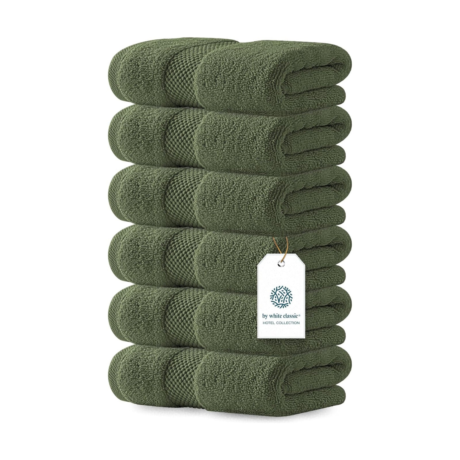 White Classic Luxury Forest Green Hand Towels - Soft 100% Turkish Cotton | Highly Absorbent Hotel spa Bathroom Towel