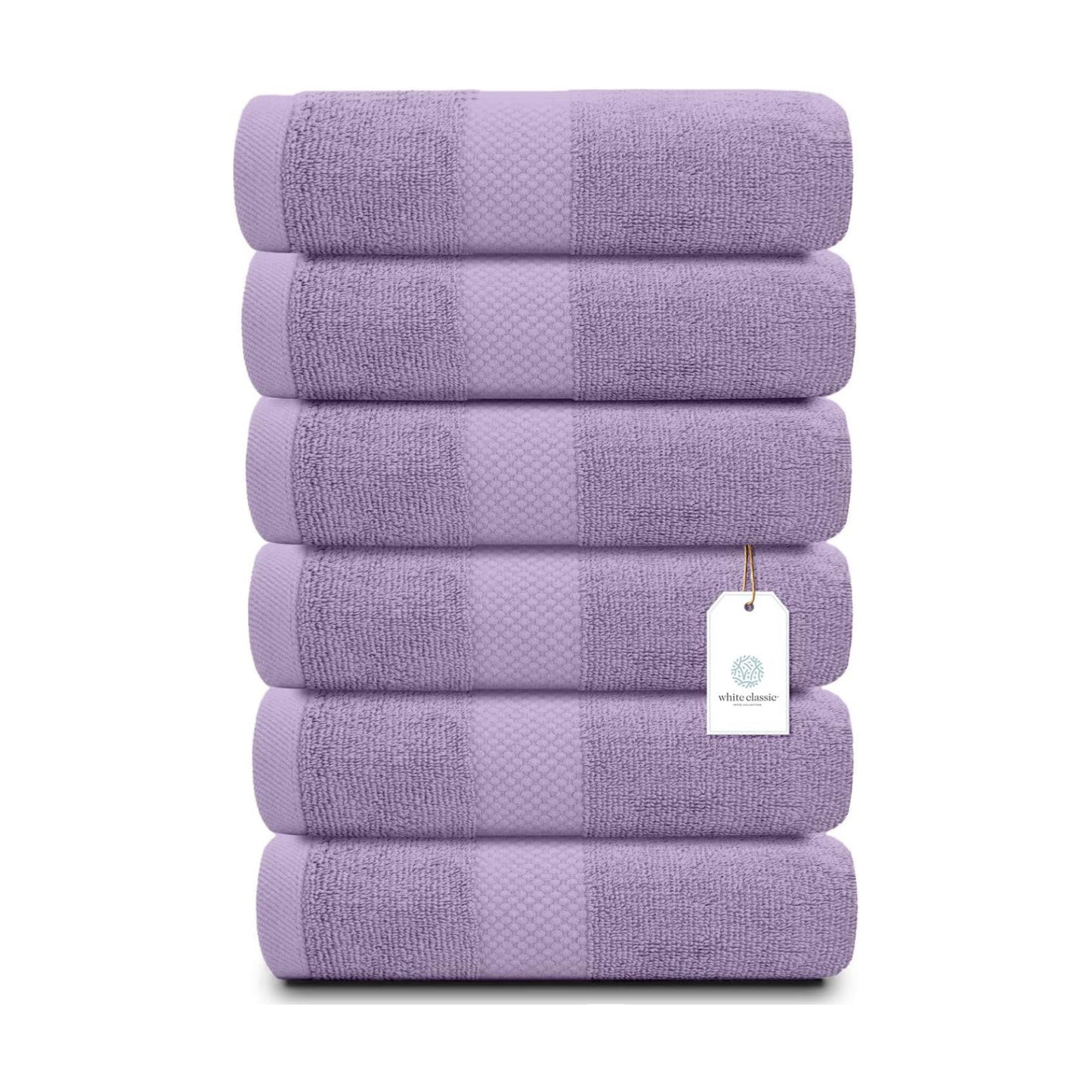 White Classic Luxury Lavender Hand Towels - Soft 100% Turkish Cotton | Highly Absorbent Hotel spa Bathroom Towel