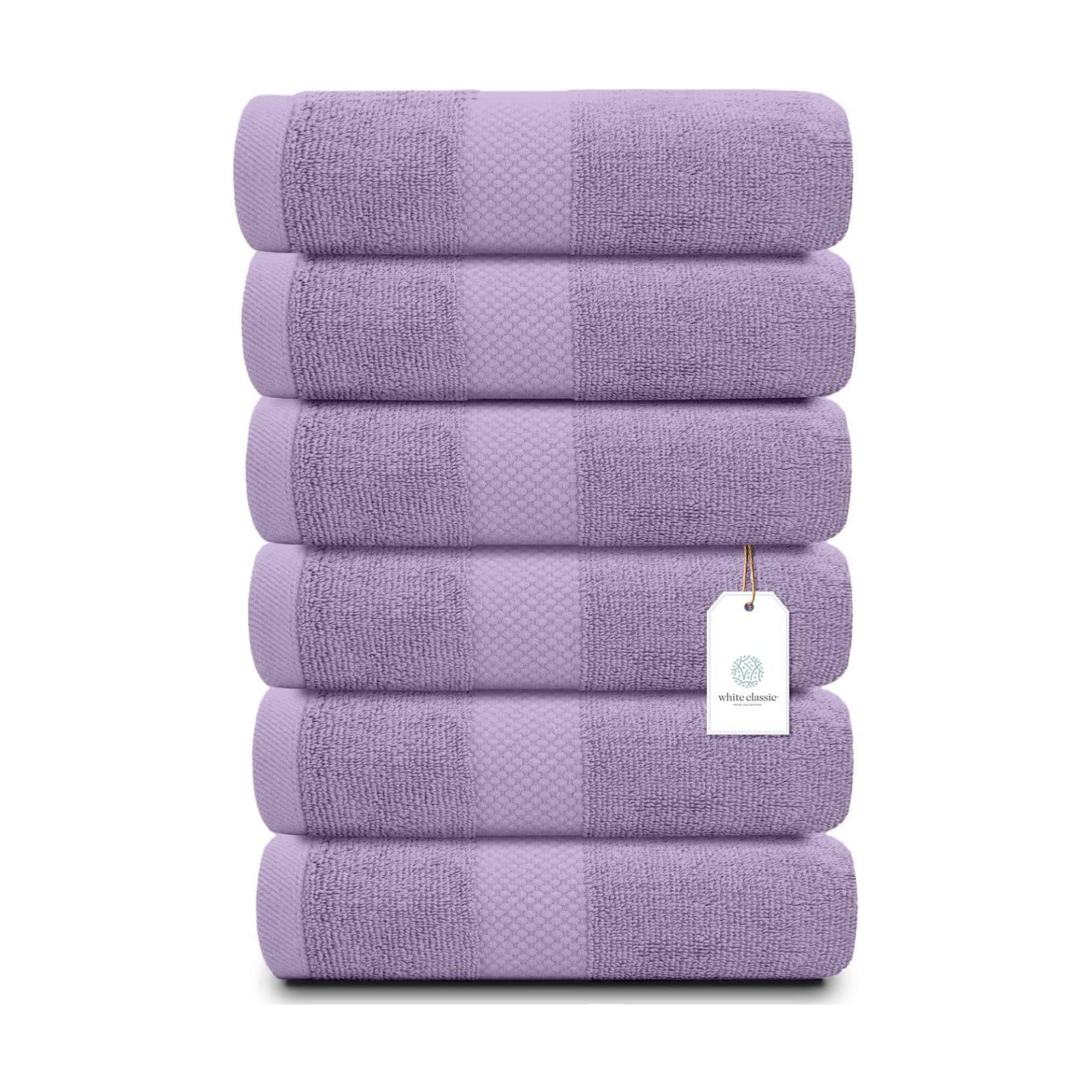 White Classic Luxury Lavender Hand Towels - Soft 100% Turkish Cotton | Highly Absorbent Hotel spa Bathroom Towel