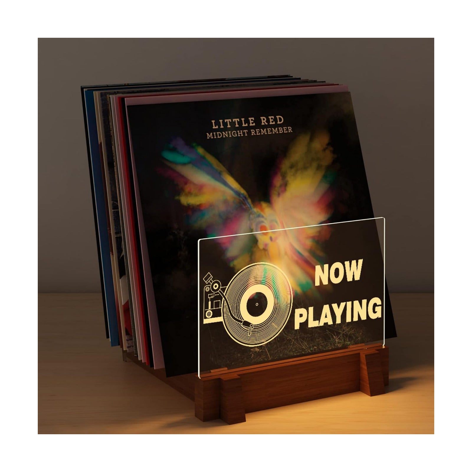 YuanDian Vinyl Record Storage, Now Playing Vinyl Record Stand | Light up Now Playing Wooden Acrylic Holder Shelf, Vinyl