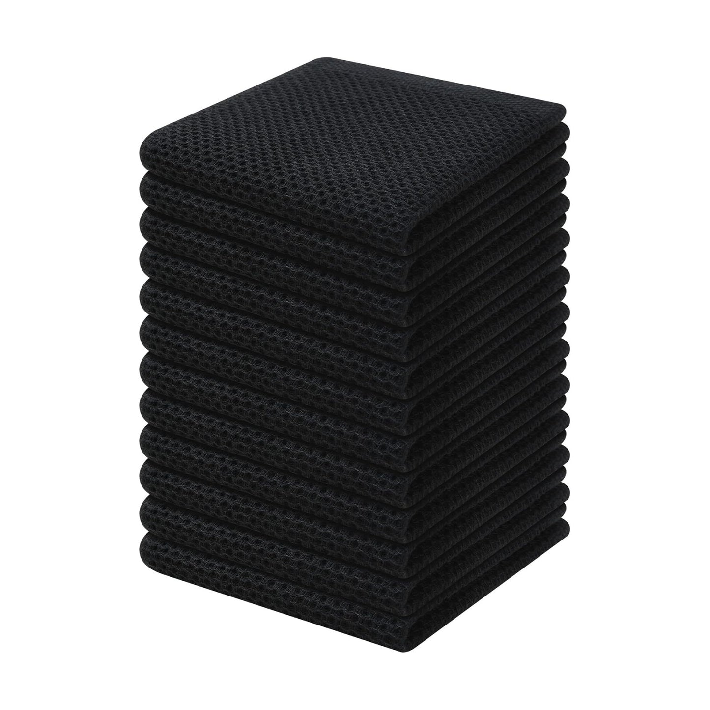 Kitinjoy 100% Cotton Kitchen Dish Cloths, 12 Pack Waffle Weave Ultra Soft Absorbent Dish Towels for Drying Dishes Quick