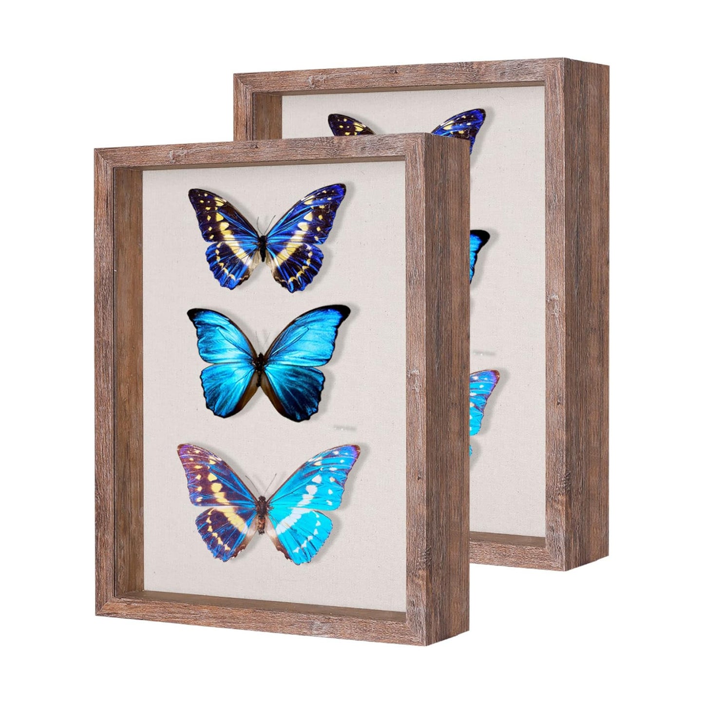 2 Packs 11x14 Shadow Box Frame with Linen Back - Sturdy Rustic Memory Display Case of Flower, Pictures, Medals and