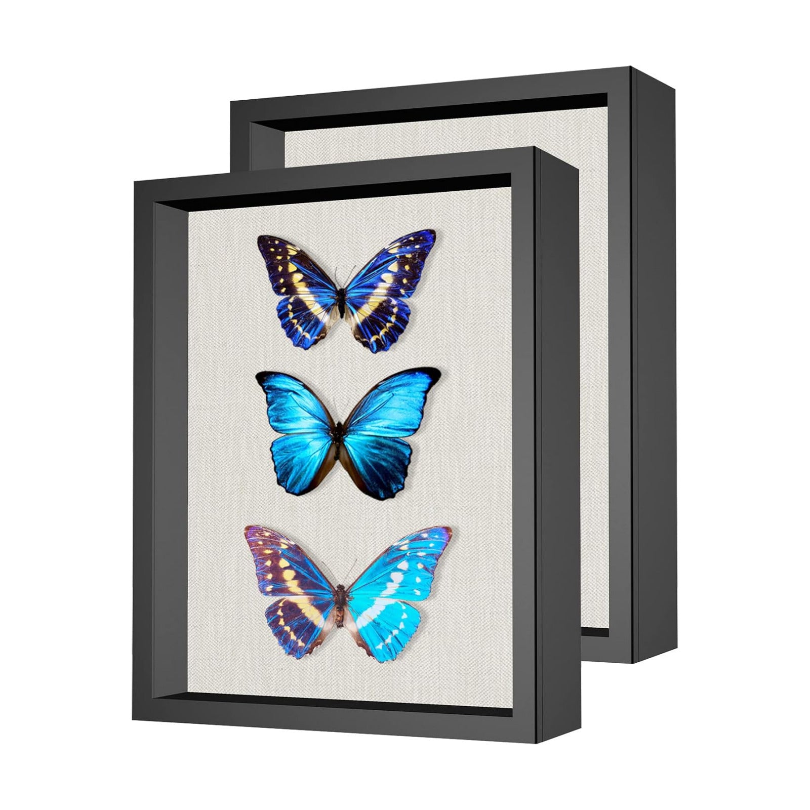 2 Packs 11x14 Shadow Box Frame with Linen Back - Sturdy Rustic Memory Display Case of Flower, Pictures, Medals and