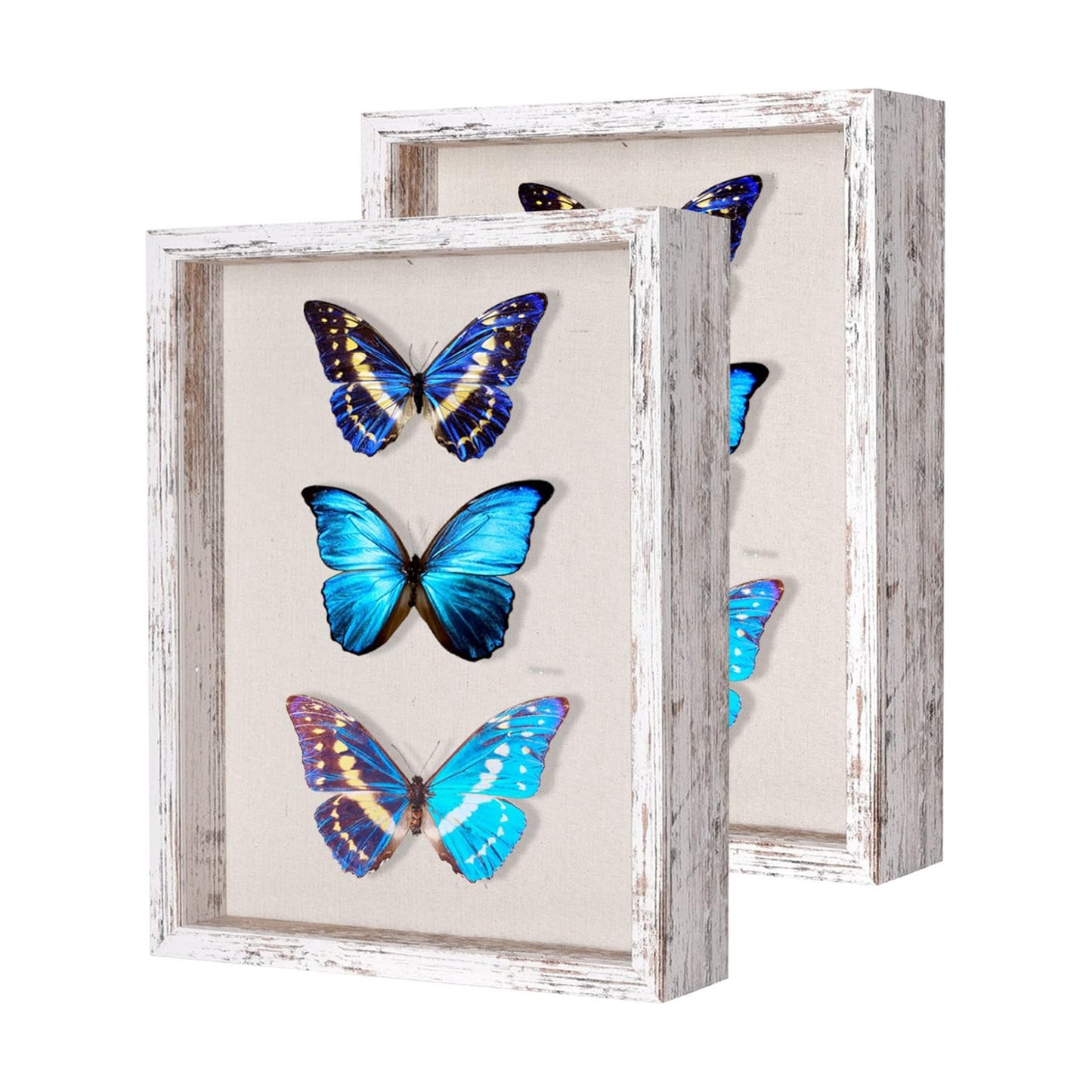 2 Packs 11x14 Shadow Box Frame with Linen Back - Sturdy Rustic Memory Display Case of Flower, Pictures, Medals and