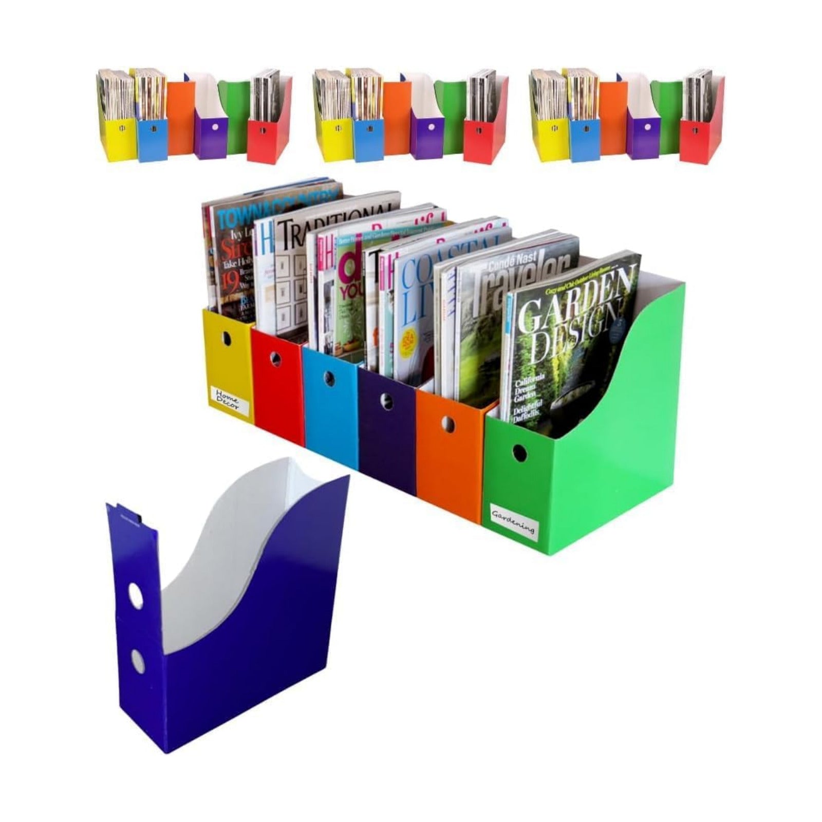 Evelots Magazine File Holders, Multicolor Cardboard Desk Organizer, 24-Pack | Set of 24 multicolor cardboard file