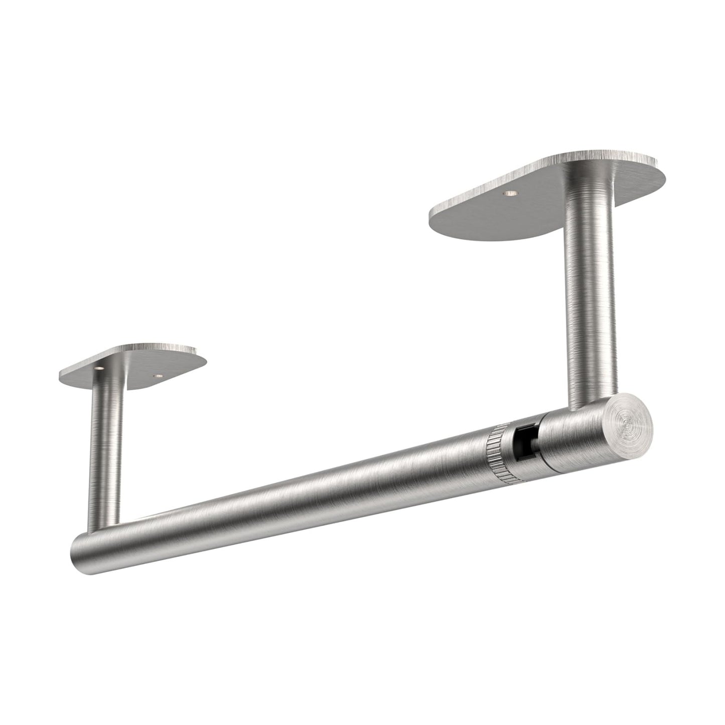 RUACQ Paper Towel Holder Under Cabinet, Stainless Steel, Silver | Drill Wall Mount or Adhesive, Round Base, Dual-Column