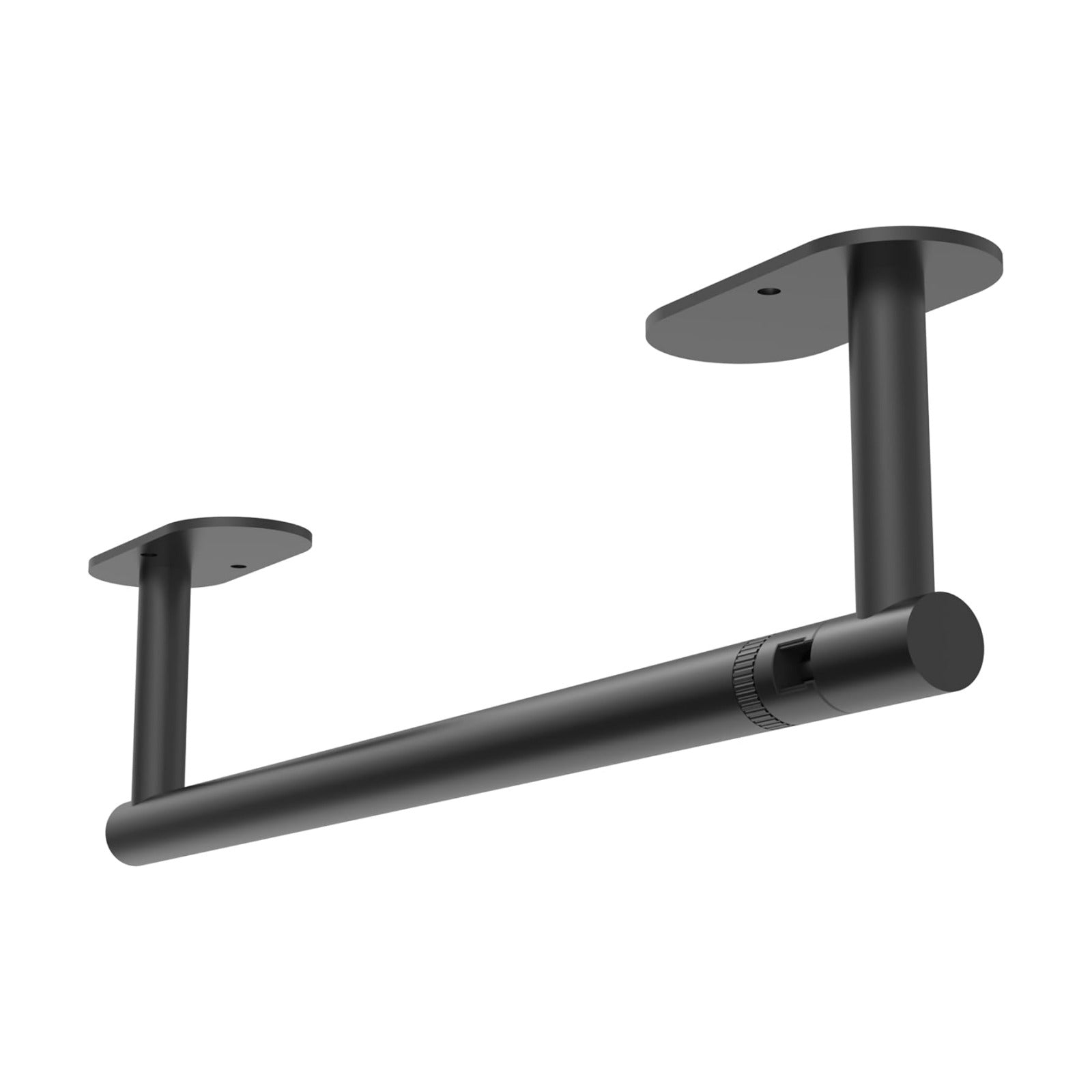 RUACQ Paper Towel Holder Under Cabinet, Stainless Steel, Matte Black | Drill Wall Mount or Adhesive, Round Base