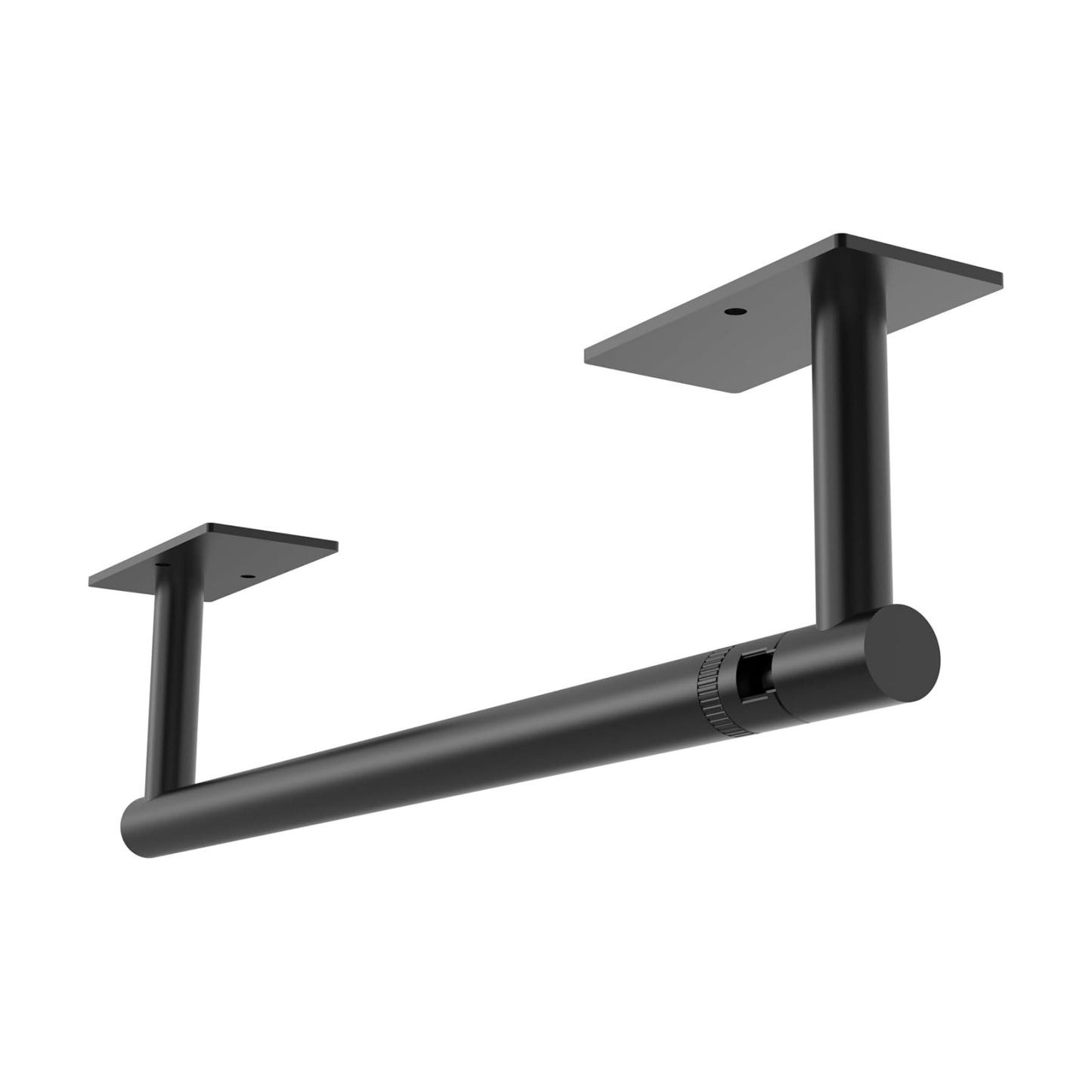 RUACQ Paper Towel Holder Under Cabinet, Stainless Steel, Matte Black | Drill Wall Mount or Adhesive, Square Base