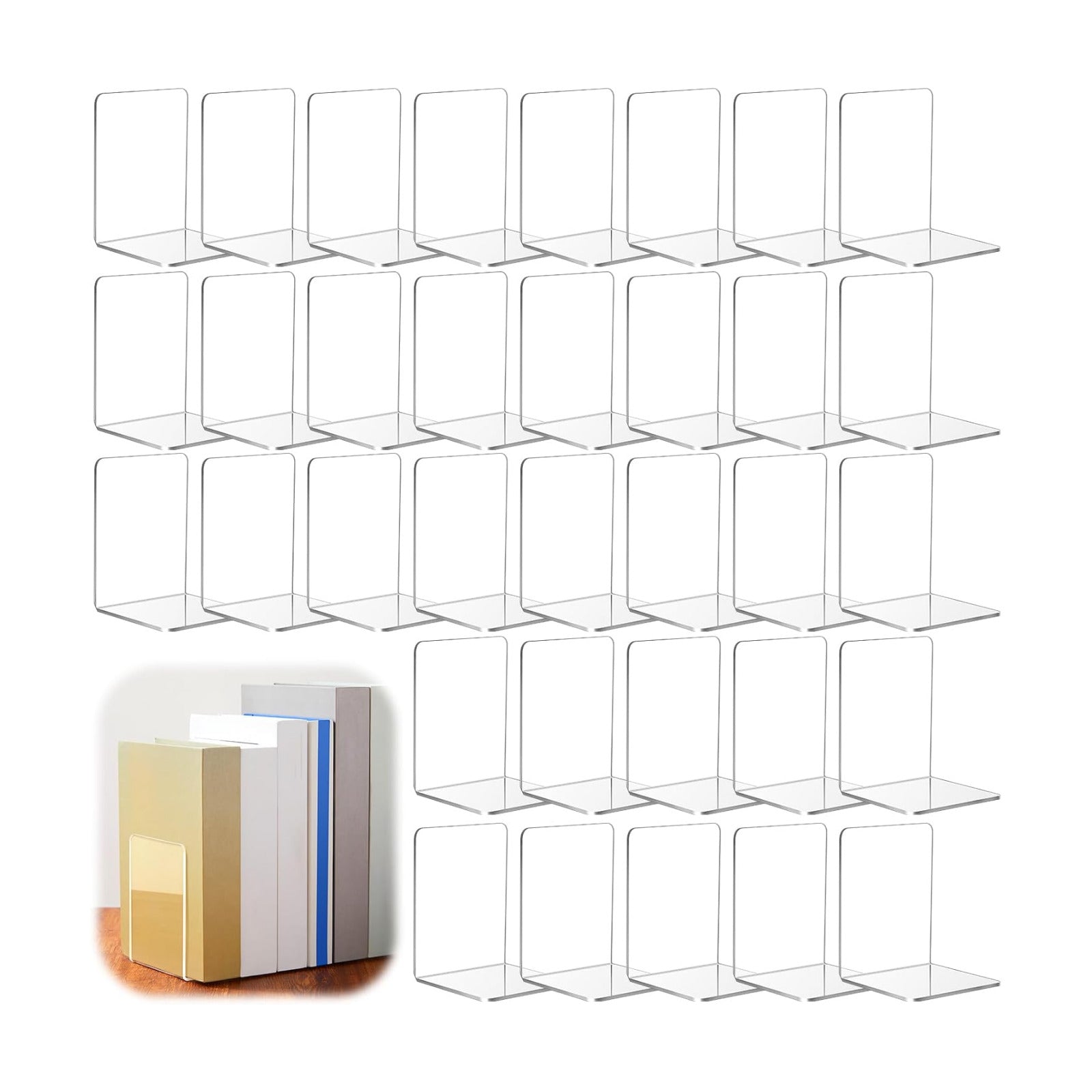 Plastic Book Ends Bulk Acrylic Bookends / Clear / Set of 32