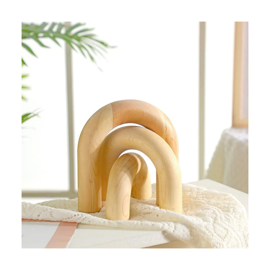 Wood Arch Decorative Shelf Objects Modern Book Shelves Decor Aesthetic / Wood Color / Set of 3
