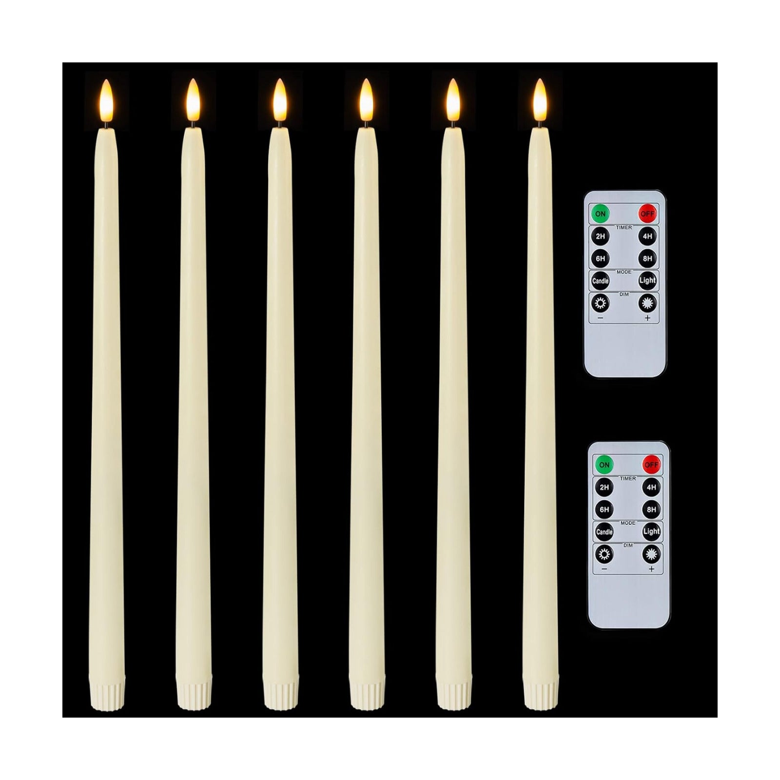 Homemory 15 inches Real Wax Flameless Taper Candles with Remote Timer, 6 Pcs Ivory LED Taper Candles Battery Operated