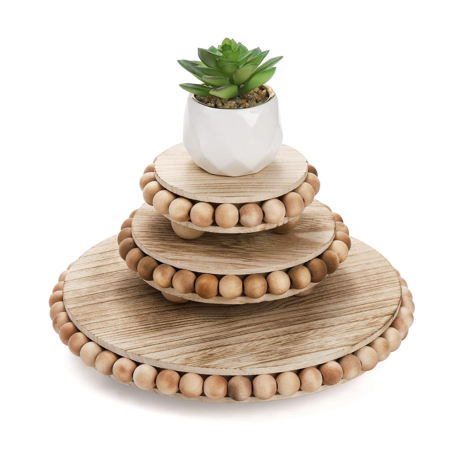 Farmhouse Wooden Pedestal Stand / Set of 3