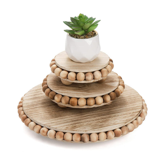 Farmhouse Wooden Pedestal Stand / Set of 3
