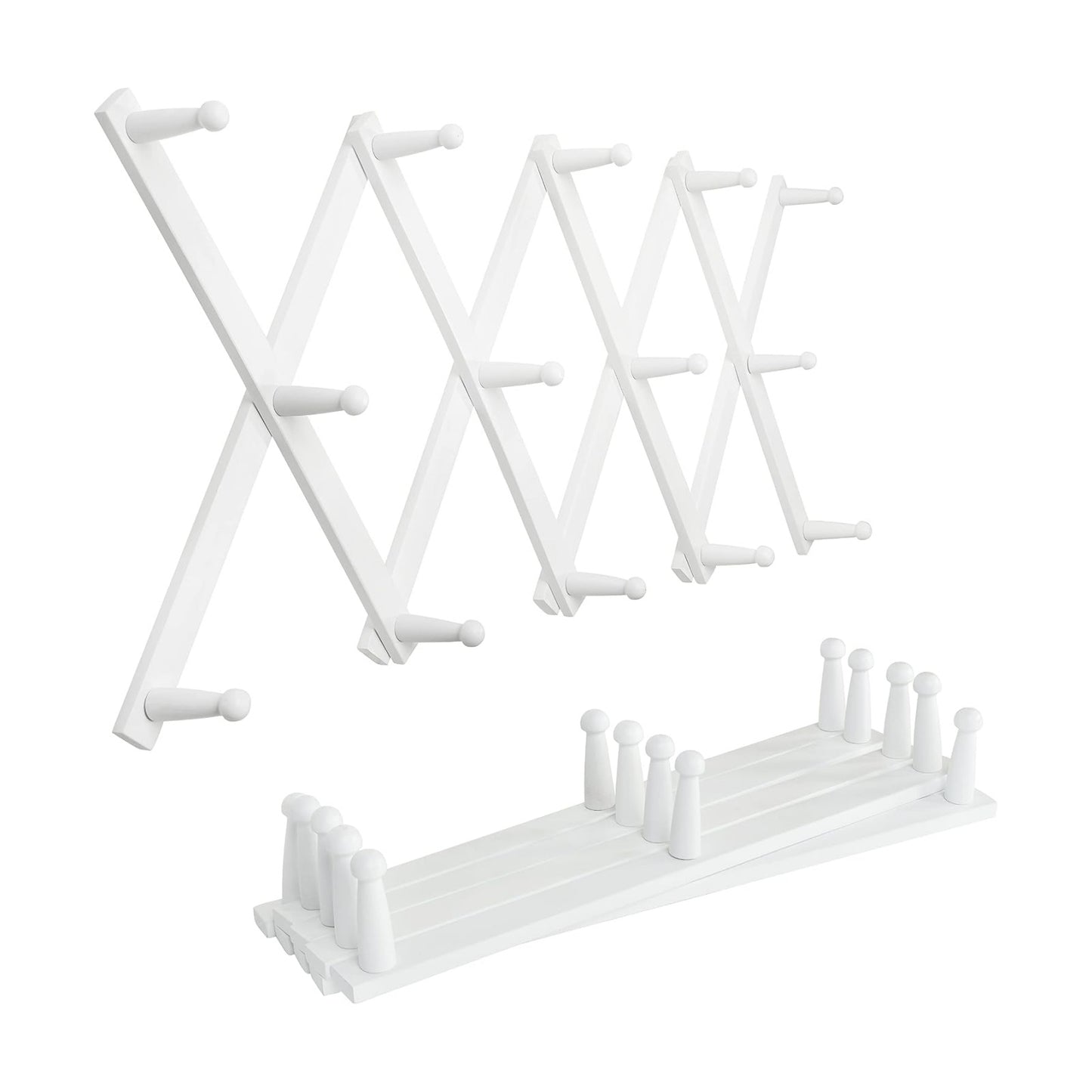SKOLOO Hat Rack for Wall with 14 Hooks, Pack of 2, Solid Wooden, Modern, Expandable Coat Rack Wall Mount for Coats