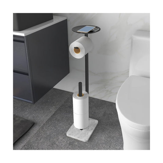 FEILERN Toilet Paper Holder Stand for Bathroom Floor Standing Toilet Roll Dispenser Storages 4 Reserve Rolls, with Top