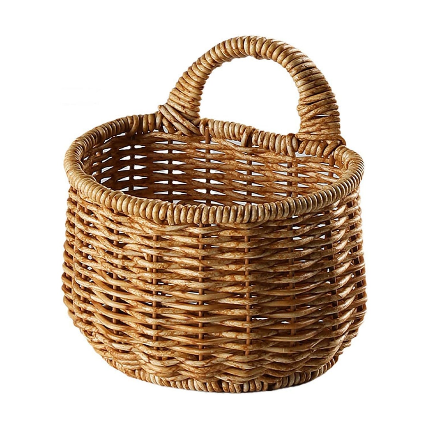 Hanging Wicker Rattan Basket Hand-Woven Wood Storage Basket / A:13*13cm