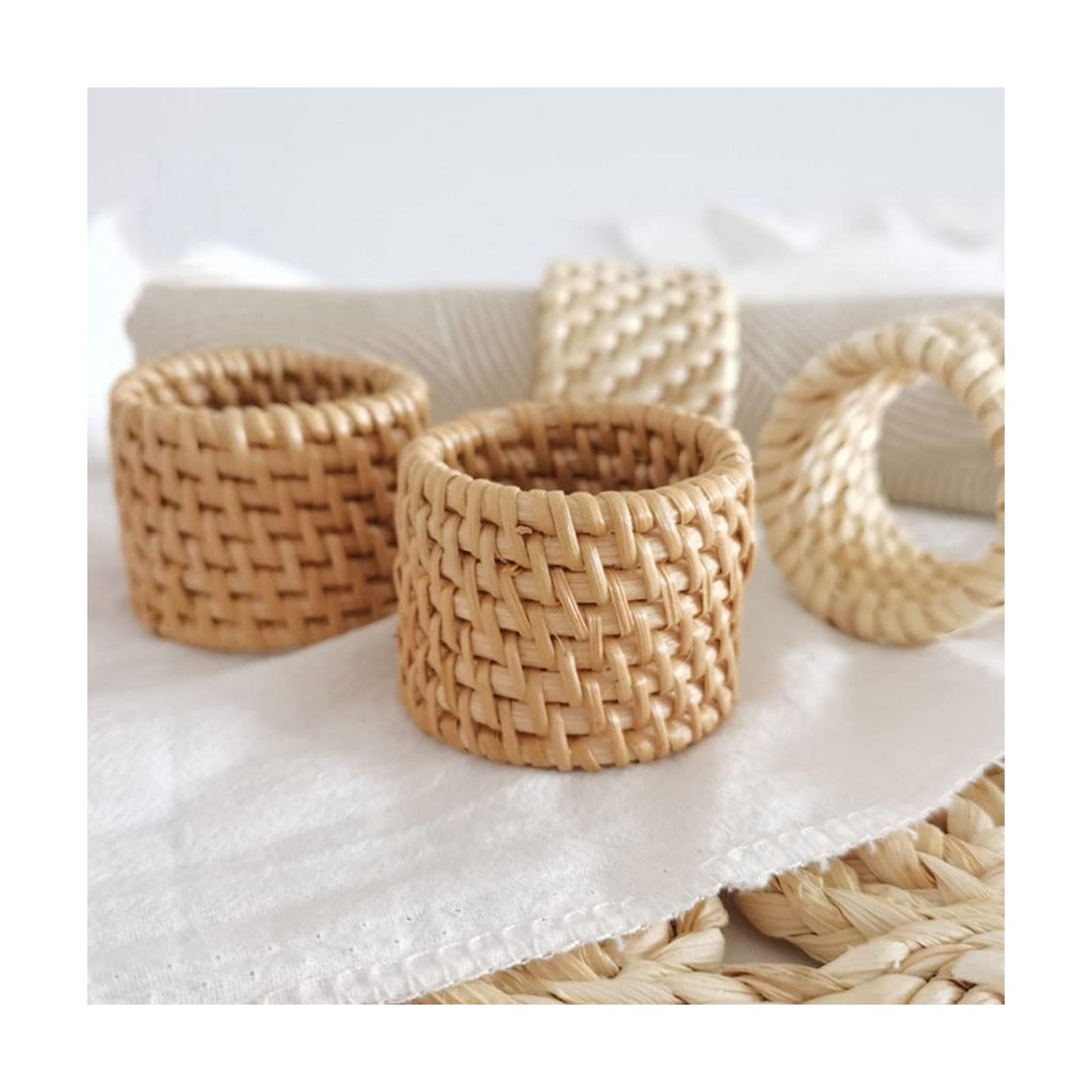 Farmhouse Chic Mother's Day Napkins Holder / Natural / Set of 4