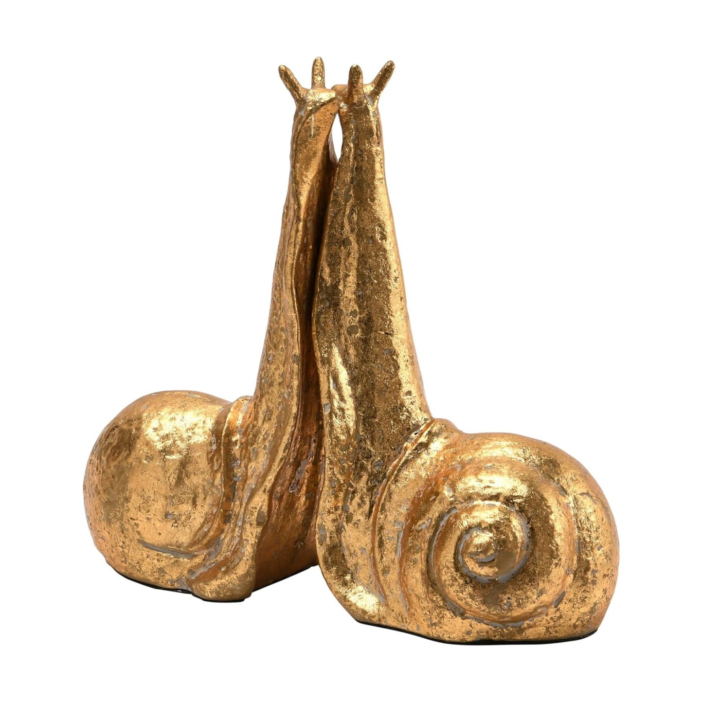 Decorative Distressed Cast Metal Snail Bookends / Gold