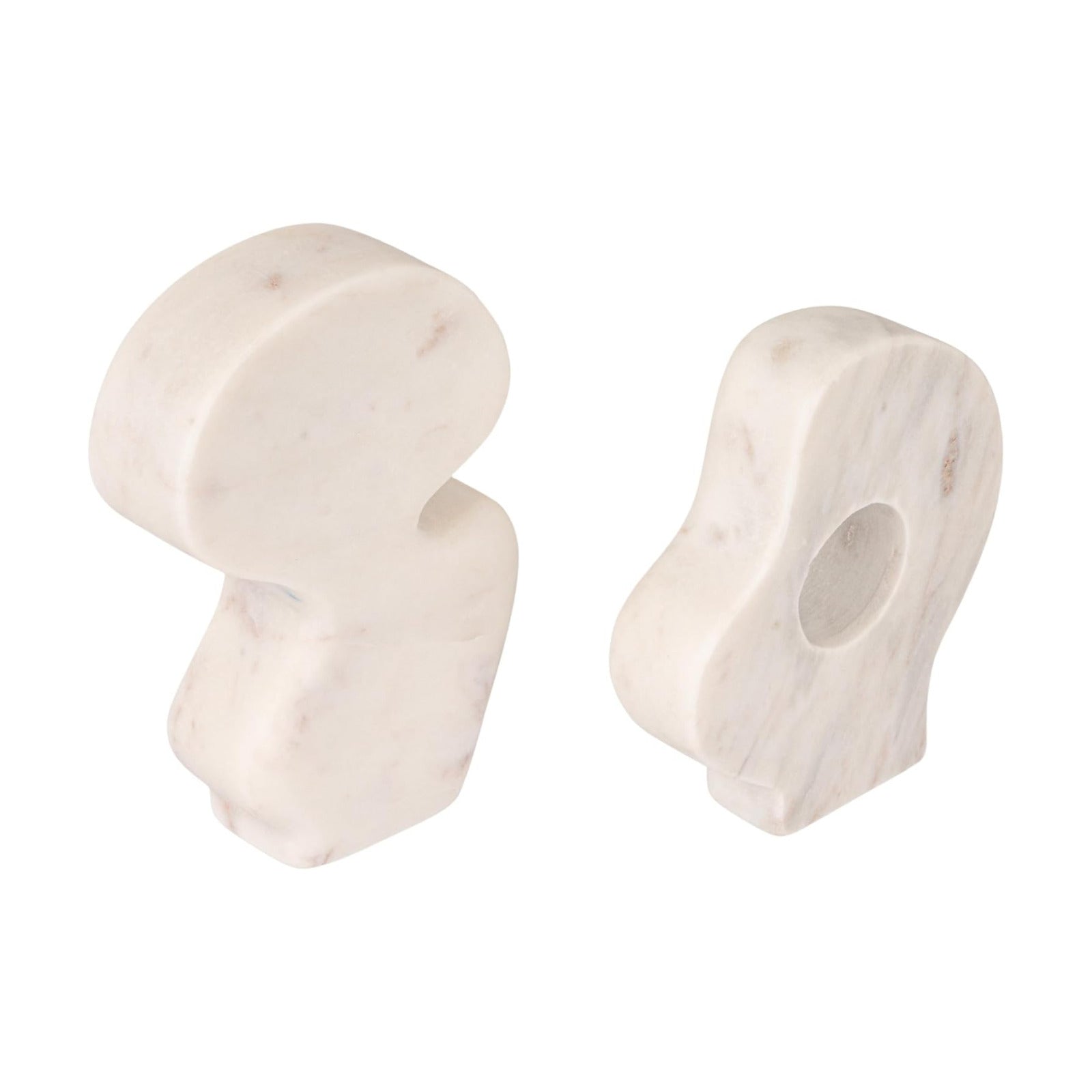 Decorative Abstract Marble Sculptures / White / Set of 2