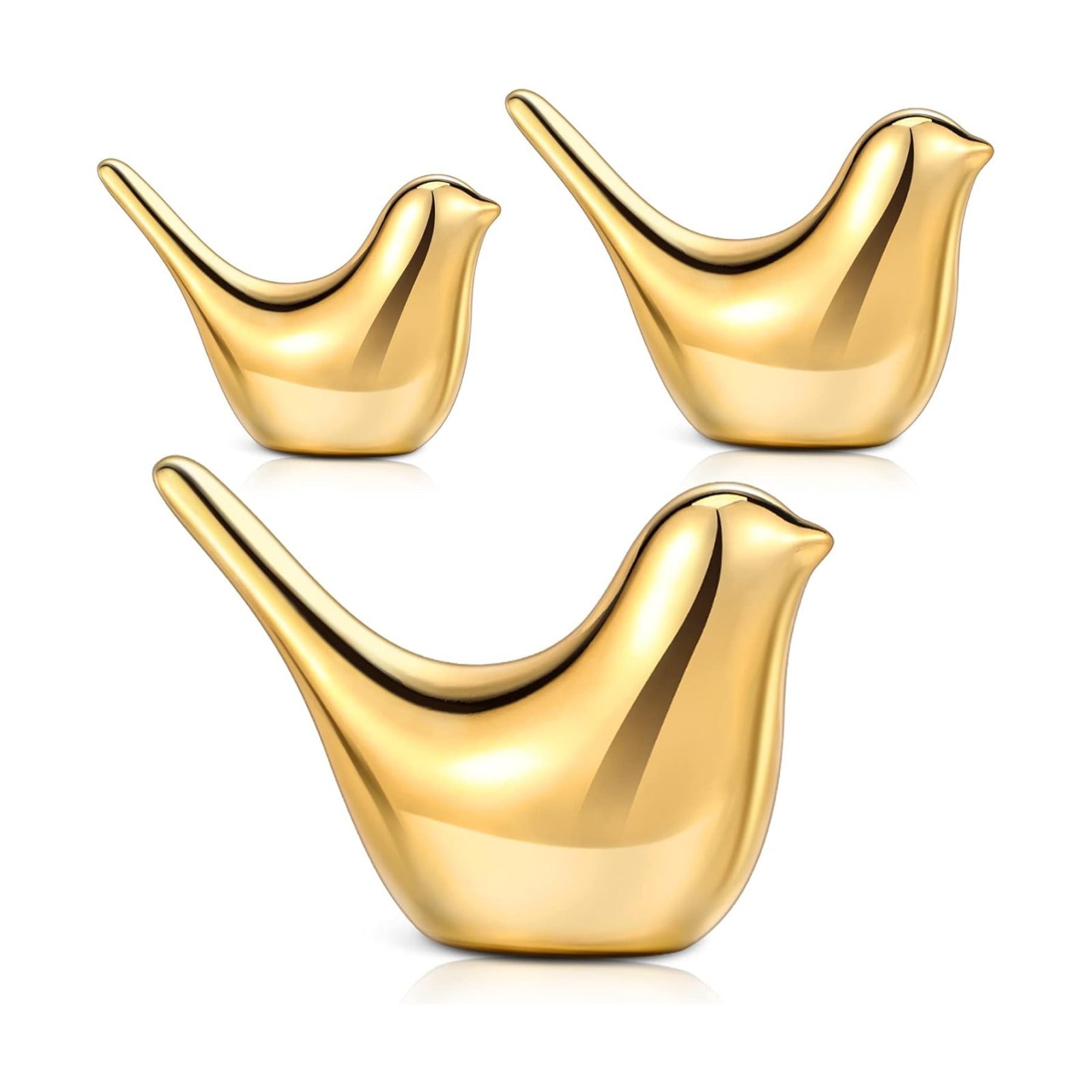 Bird Decor Figurine Ceramic Bird Statue Small Modern Figurines Home Decor / Gold / Set of 3