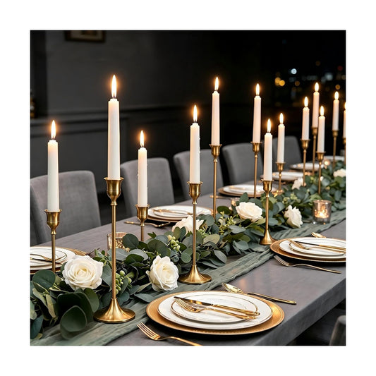 NUPTIO Gold Candlestick Holders Bulk: Solid Aluminum - Set of 30