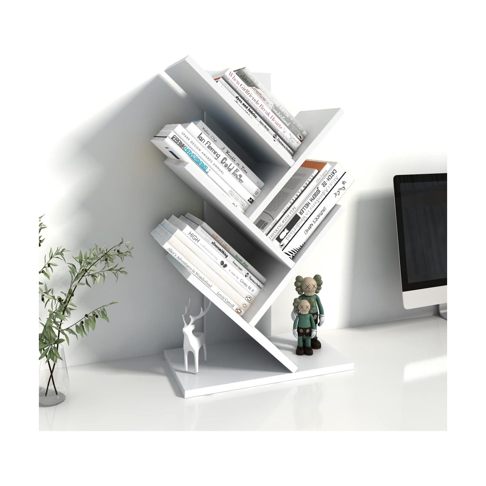5-Tier White Wood Small Bookshelf / 5-tier-white