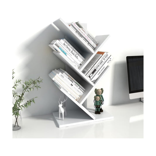 5-Tier White Wood Small Bookshelf / 5-tier-white