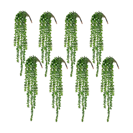 Artificial Succulents Hanging Greenery Plants Fake String of Pearls / Set of 8