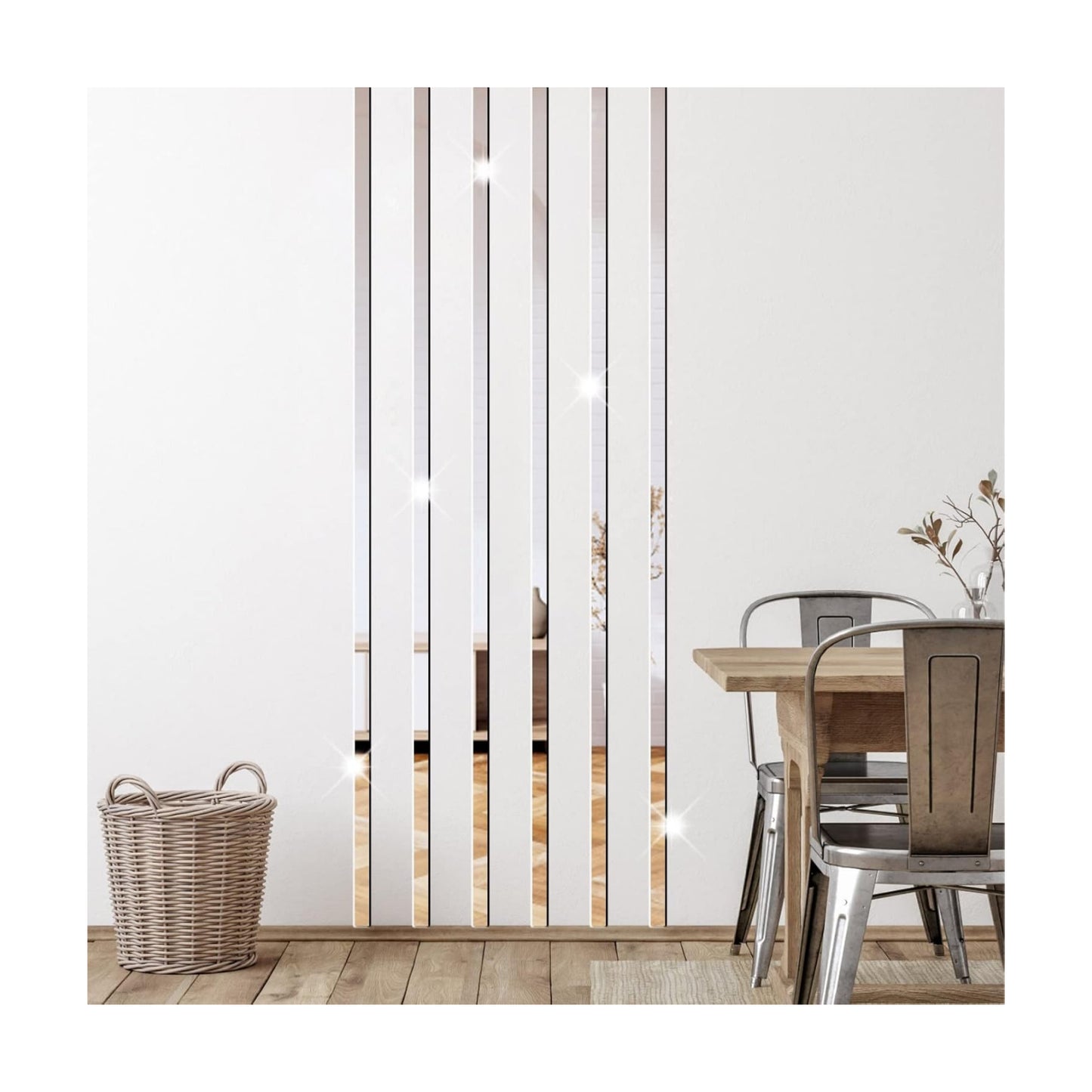 Acrylic Mirror Wall Stickers 3D Striped Mirror / Silver
