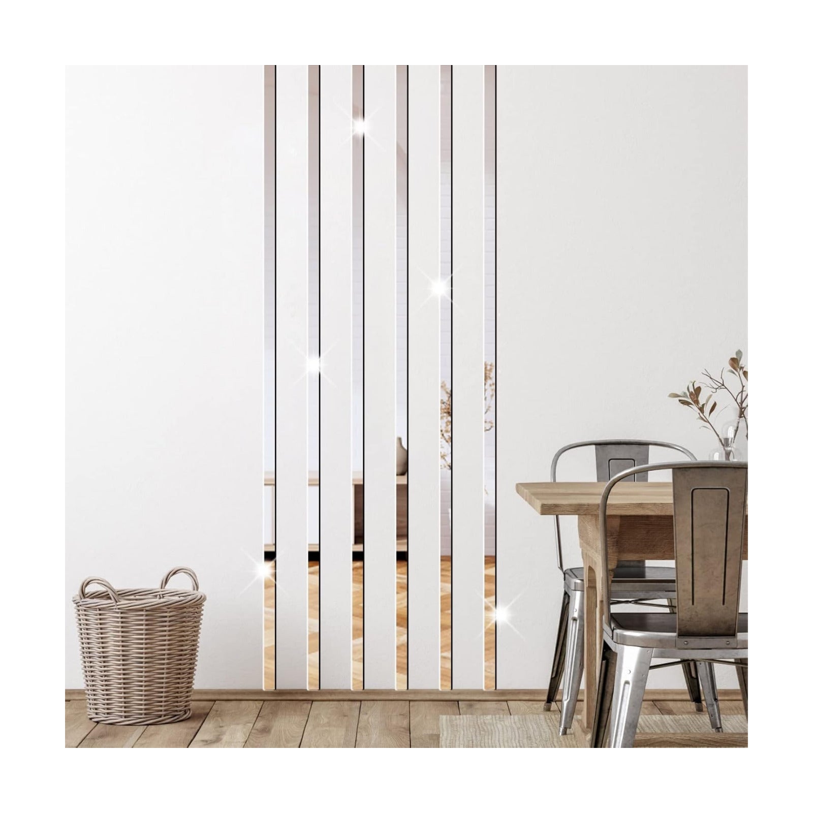 Acrylic Mirror Wall Stickers 3D Striped Mirror / Silver
