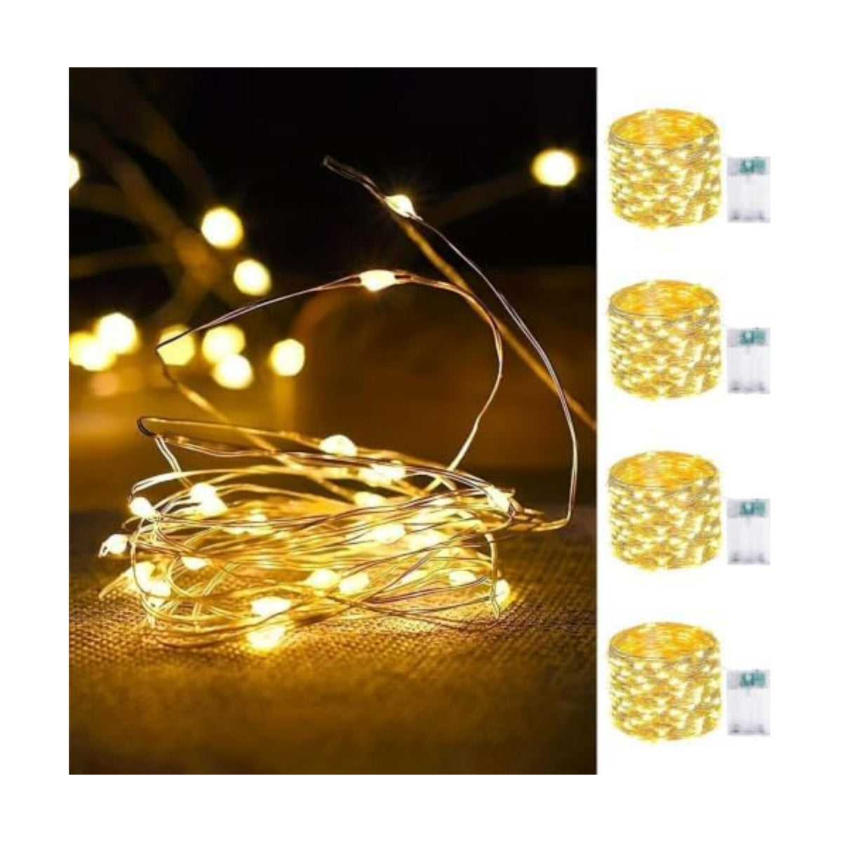 4 Pack Fairy Lights Battery Operated 16FT 50 LED String Lights Warm White