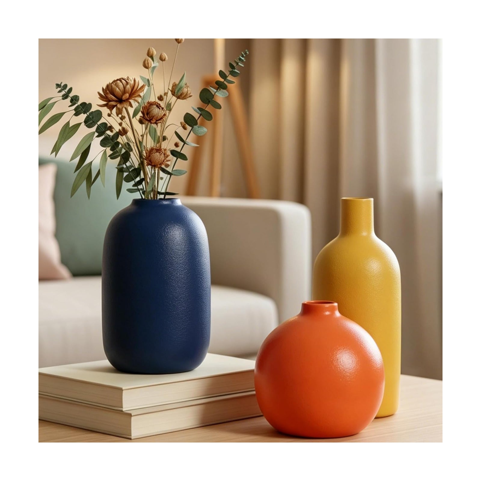 Colorful Ceramic Vase Set / A / Orange