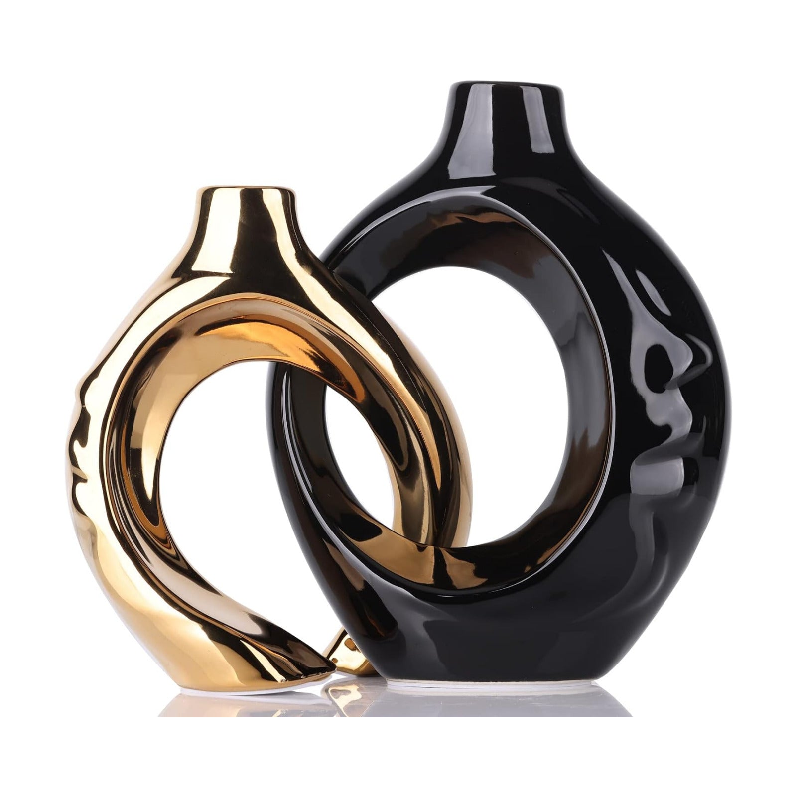 Round Boho Vase for Pampas Grass / Black / Set of 2