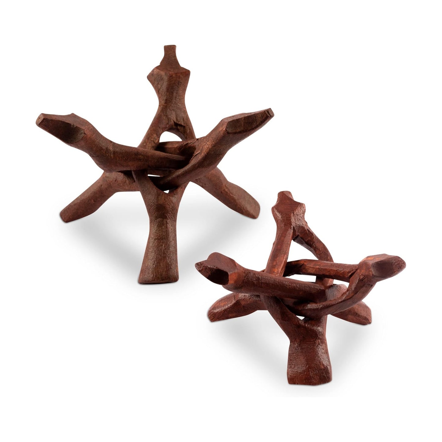 2 Piece Wooden Tripod Stand / 4" and 6" Stained