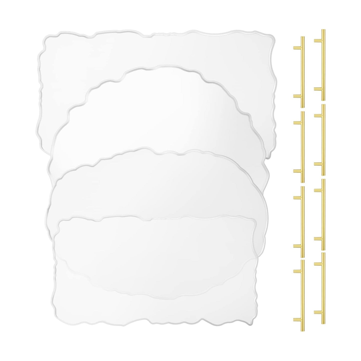 Resin Tray Molds and Handles Large Silicone Tray / Gold / 13 Inch / Set of 8