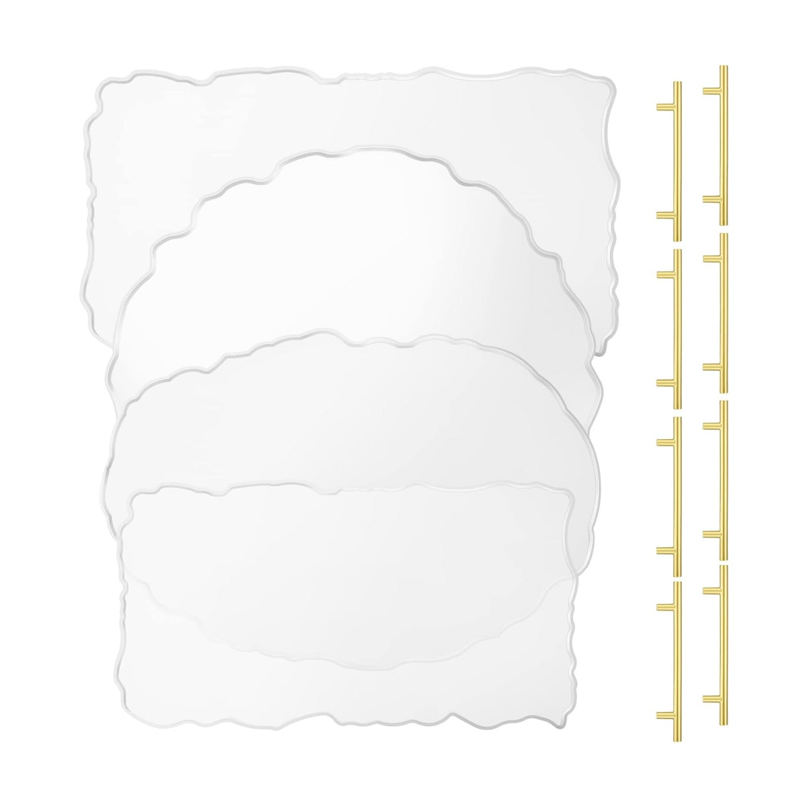 Resin Tray Molds and Handles Large Silicone Tray / Gold / 13 Inch / Set of 8
