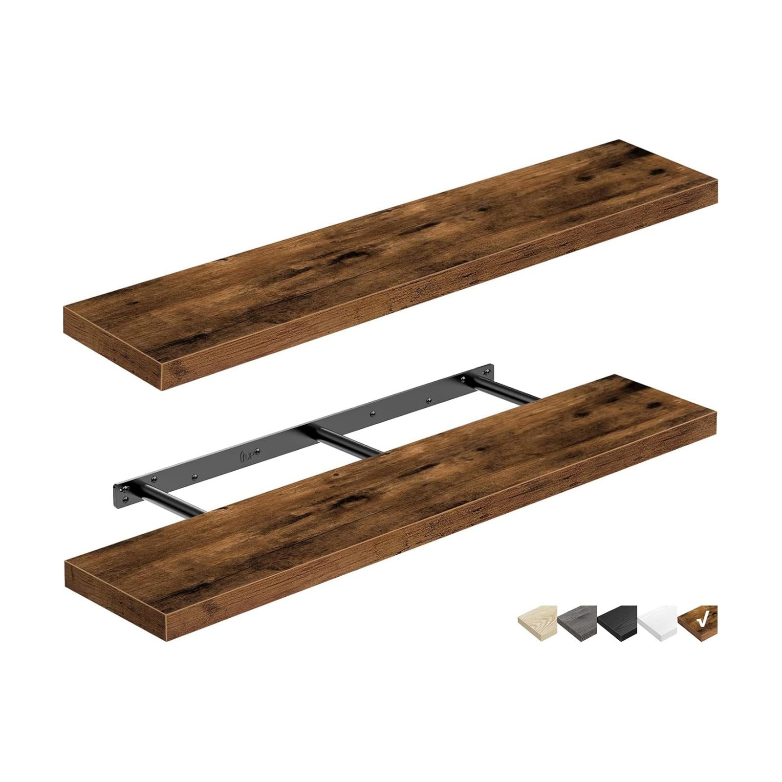 QEEIG Extra Long Floating Shelves for Wall (Brown, Set of 2, 47.2")
