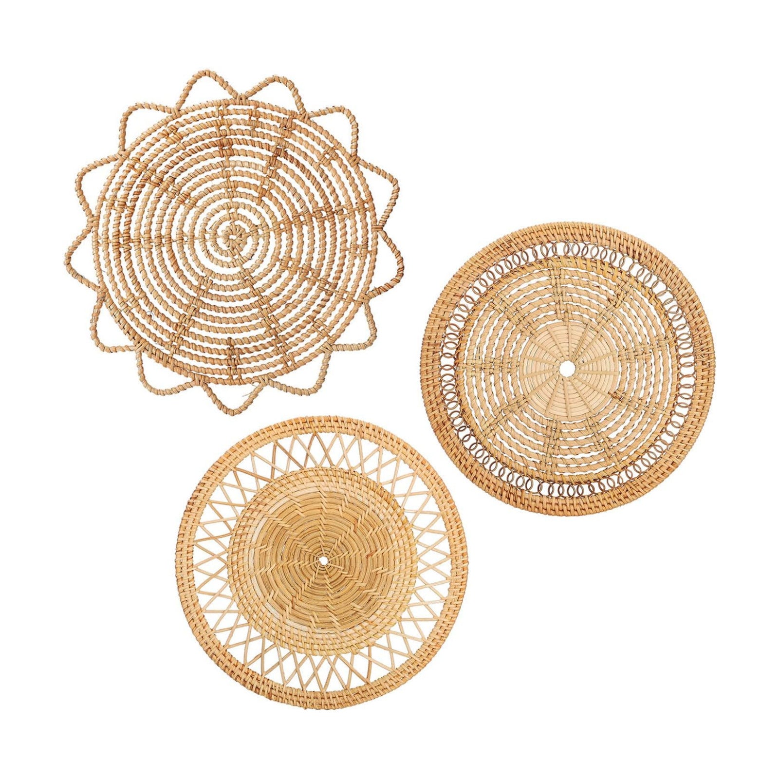 Boho Wall Basket Decor / A / 13"L x 13"W / Natural / Set of 3